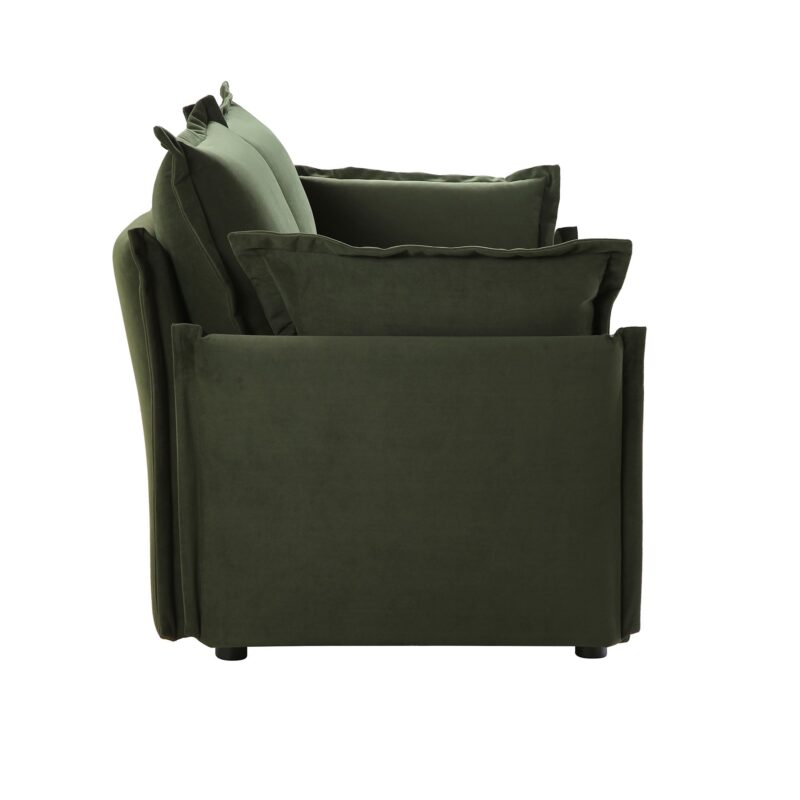 Byron Pillow Edge Moss Green Velvet Modular Sofa, 2-Seater - Image 8