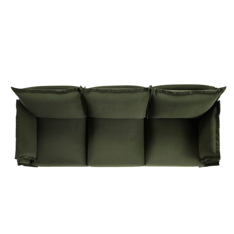 Byron Pillow Edge Moss Green Velvet Modular Sofa, 3-Seater - Image 6