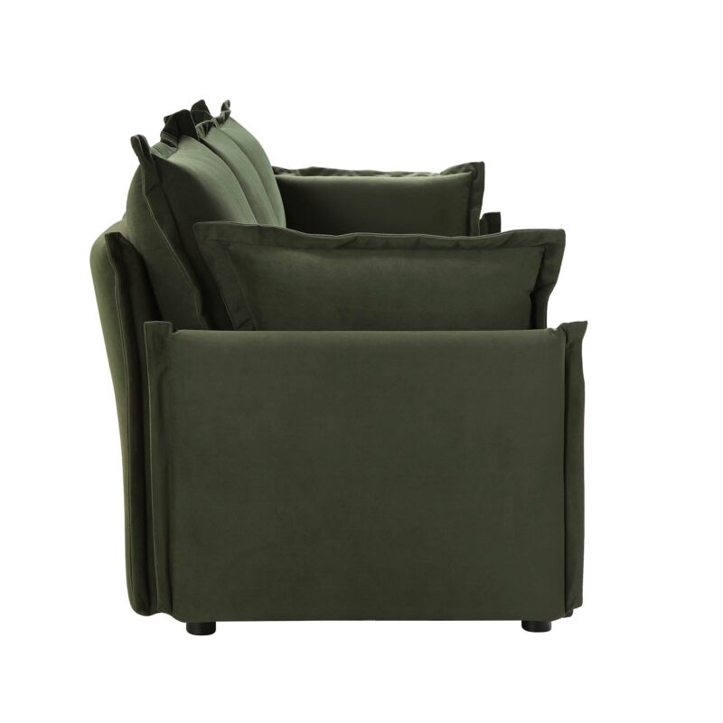 Byron Pillow Edge Moss Green Velvet Modular Sofa, 3-Seater - Image 8