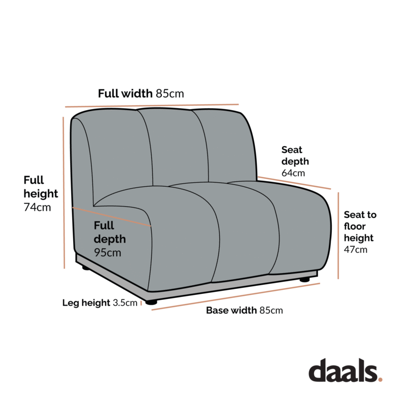 Granvia Ecru Boucle Modular Sofa, 1-Seater Armless Sofa - Image 6