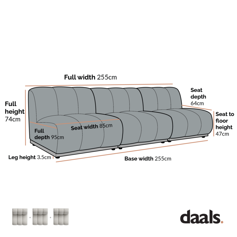 Granvia Ecru Boucle Modular Sofa, 3-Seater Sofa - Image 6