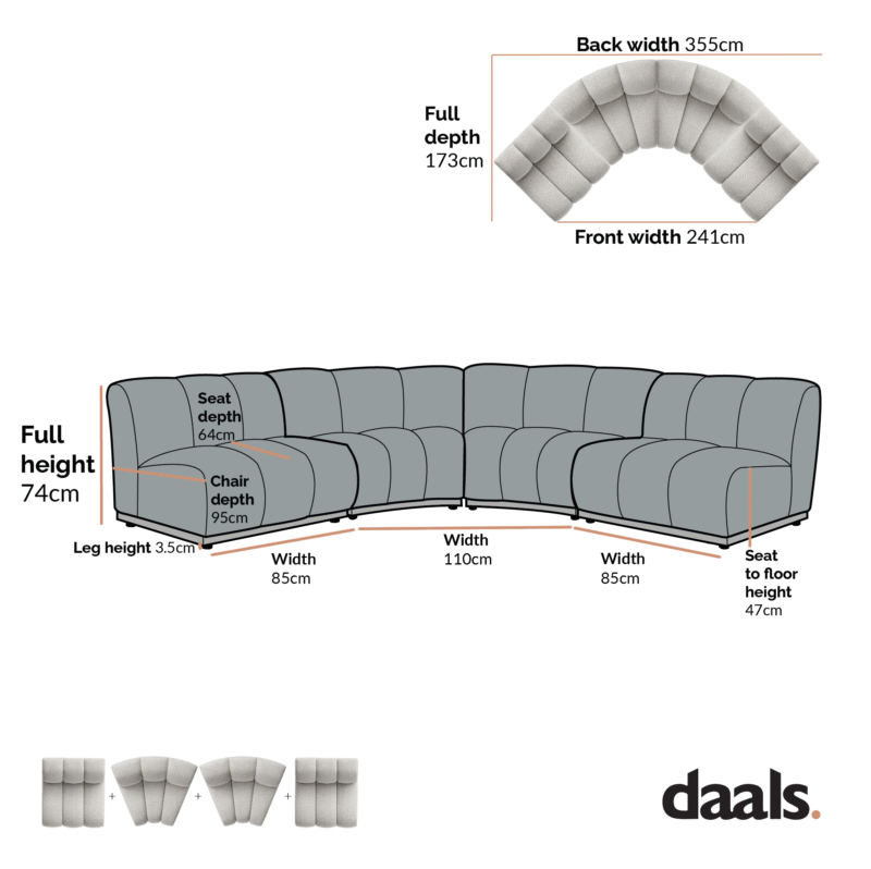 Granvia Taupe Boucle Modular Sofa, 4-Seater Large Corner Sofa - Image 5