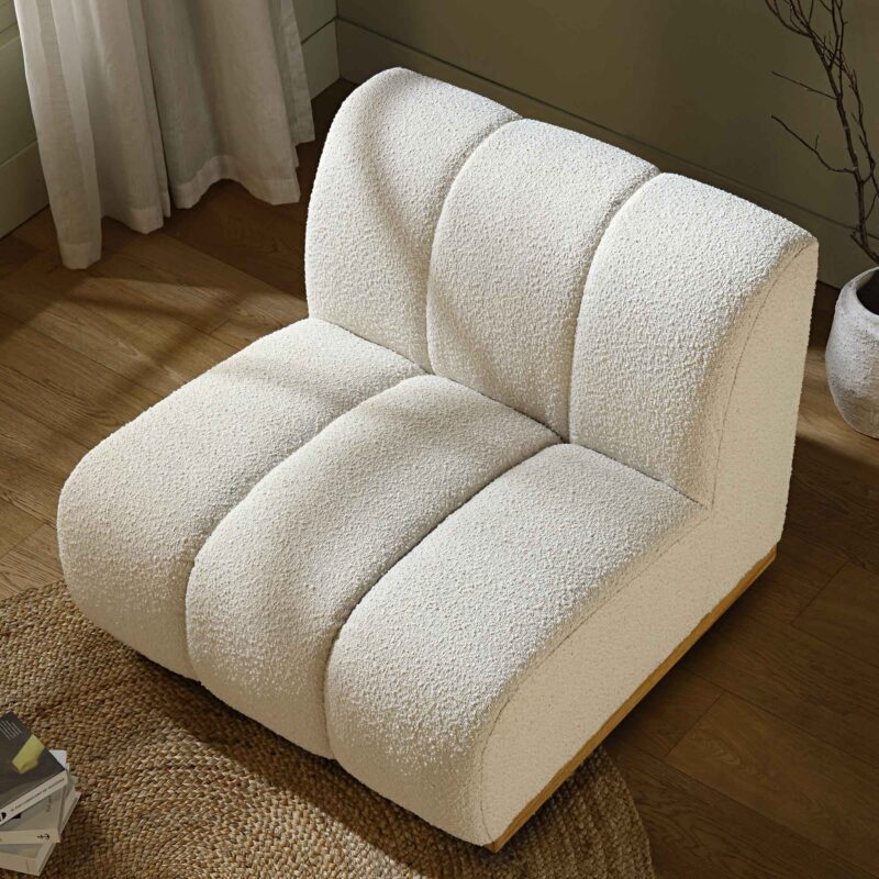 Granvia Ecru Boucle Modular Sofa, 1-Seater Armless Sofa - Image 2