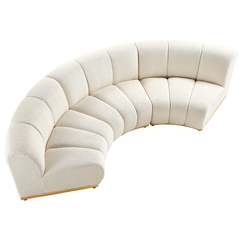 Granvia Ecru Boucle Modular Sofa, 3-Seater Curved Sofa - Image 5