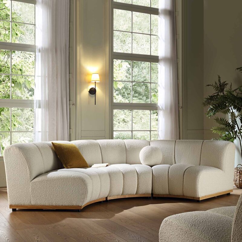 Granvia Ecru Boucle Modular Sofa, 3-Seater Curved Sofa - Image 2