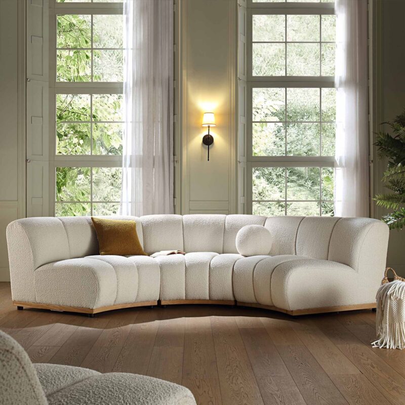 Granvia Ecru Boucle Modular Sofa, 3-Seater Curved Sofa - Image 3