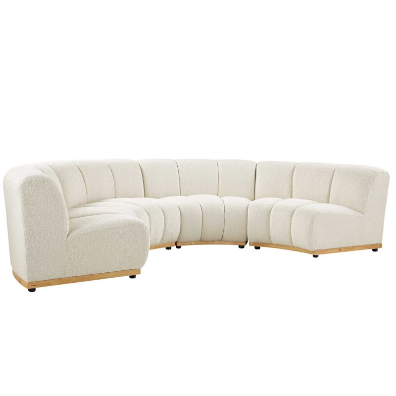 Granvia Ecru Boucle Modular Sofa, 4-Seater Half Circle Sofa - Image 7