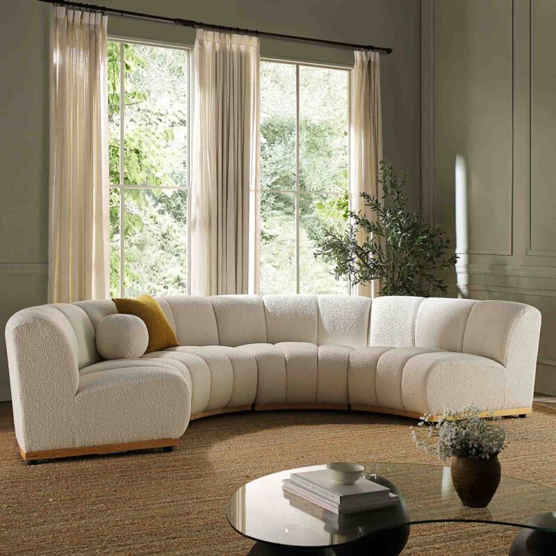 Granvia Ecru Boucle Modular Sofa, 4-Seater Half Circle Sofa - Image 2