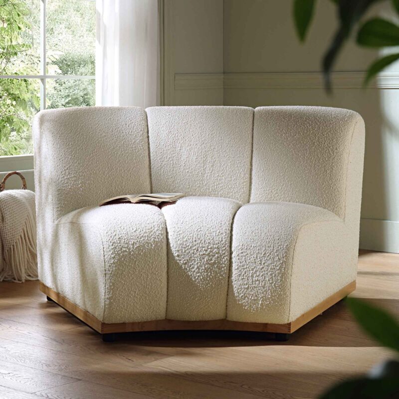 Granvia Ecru Boucle Modular Sofa, 1-Seater Curved Sofa - Image 2