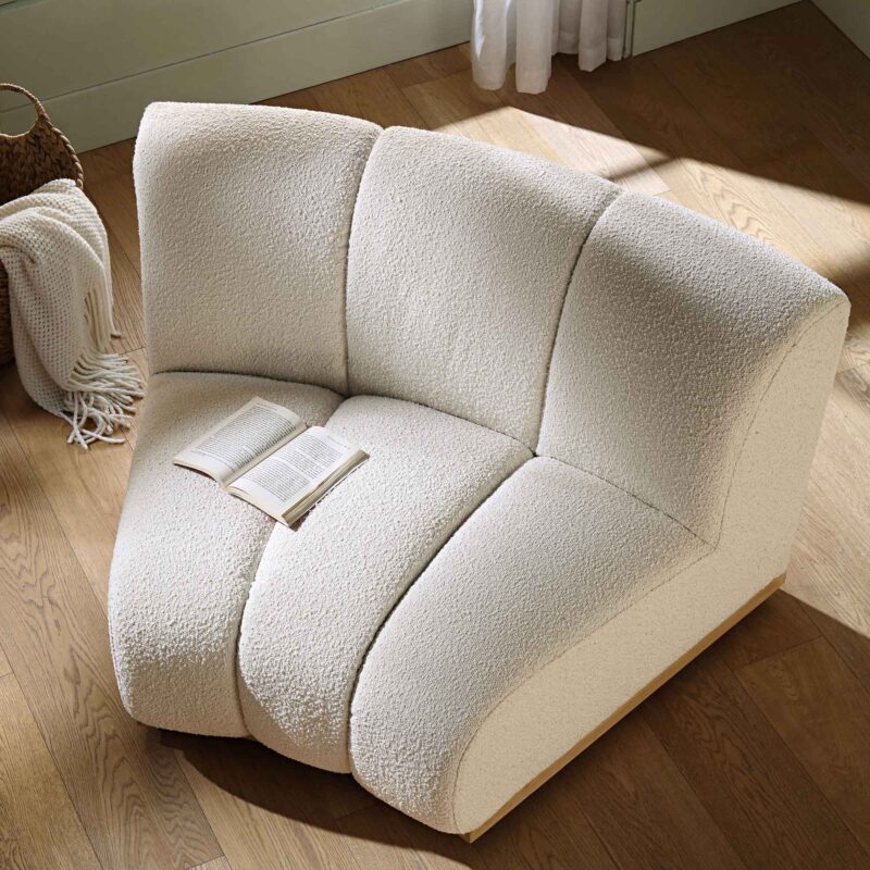 Granvia Ecru Boucle Modular Sofa, 1-Seater Curved Sofa - Image 3