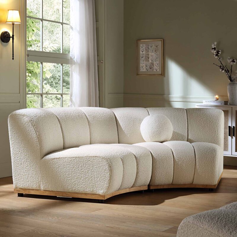 Granvia Ecru Boucle Modular Sofa, 2-Seater Curved Sofa - Image 2