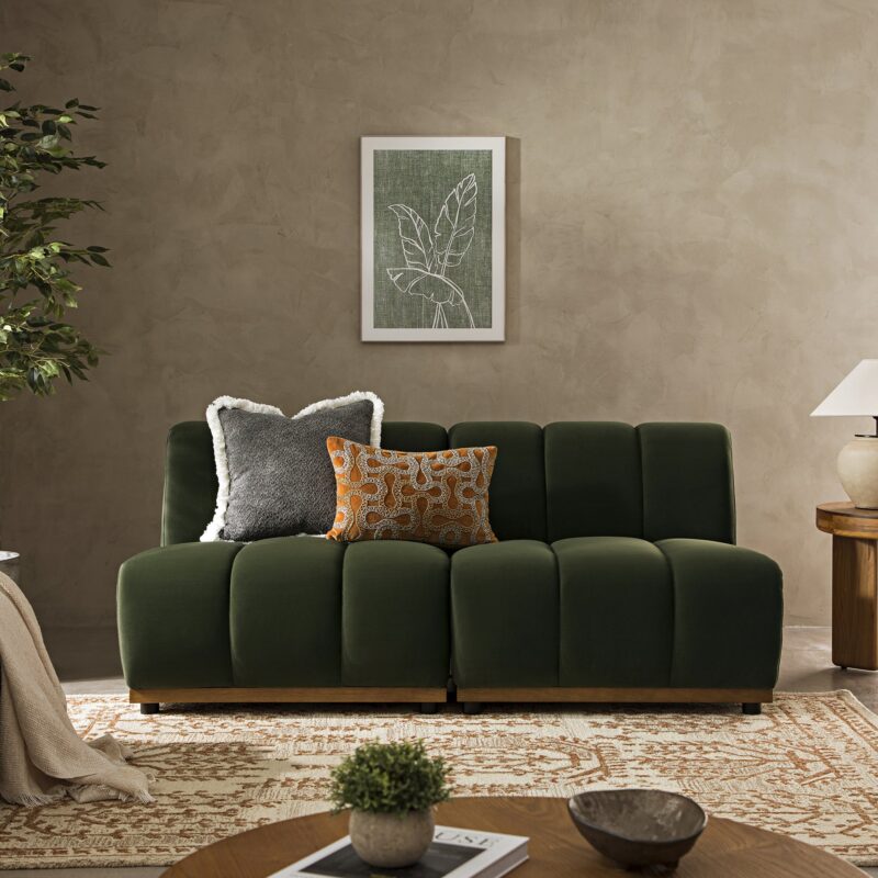 Granvia Moss Green Velvet Modular Sofa, 2-Seater Sofa - Image 2
