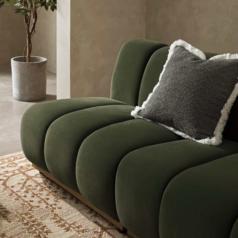 Granvia Moss Green Velvet Modular Sofa, 2-Seater Sofa - Image 3