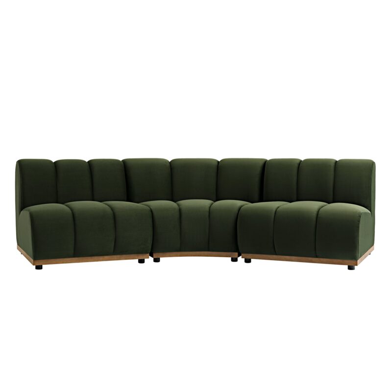 Granvia Moss Green Velvet Modular Sofa, 3-Seater Corner Sofa - Image 8