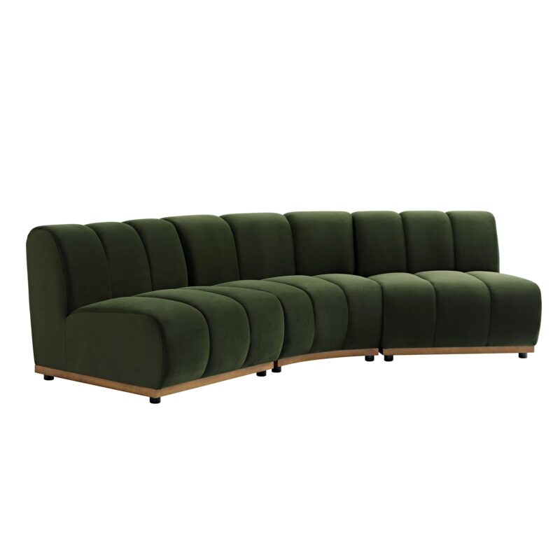 Granvia Moss Green Velvet Modular Sofa, 3-Seater Corner Sofa - Image 9