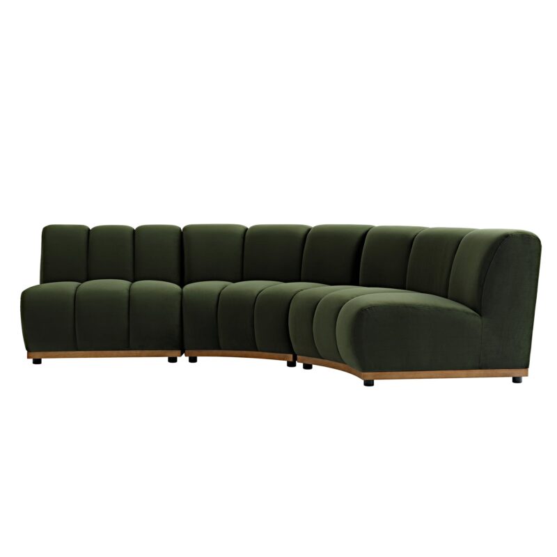 Granvia Moss Green Velvet Modular Sofa, 3-Seater L-Shaped Sofa - Image 2