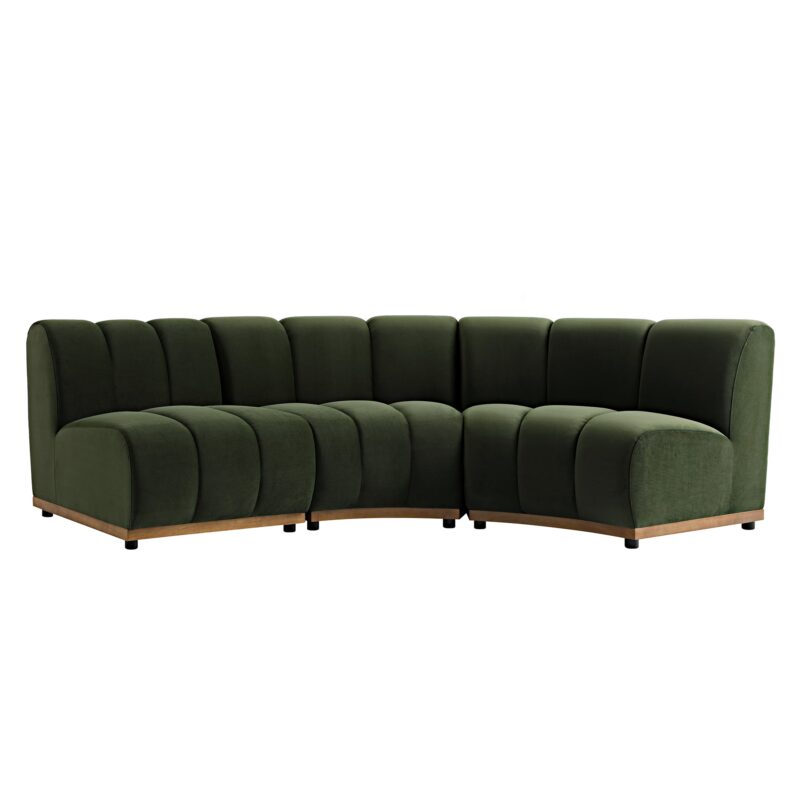 Granvia Moss Green Velvet Modular Sofa, 3-Seater L-Shaped Sofa - Image 5