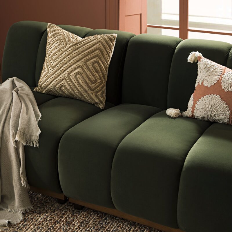 Granvia Moss Green Velvet Modular Sofa, 3-Seater Sofa - Image 3