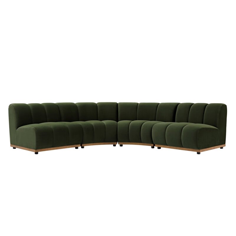 Granvia Moss Green Velvet Modular Sofa, 4-Seater Large Corner Sofa - Image 2
