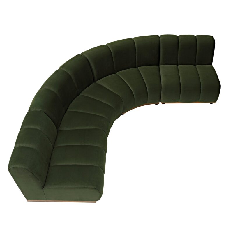 Granvia Moss Green Velvet Modular Sofa, 4-Seater Large Corner Sofa - Image 4
