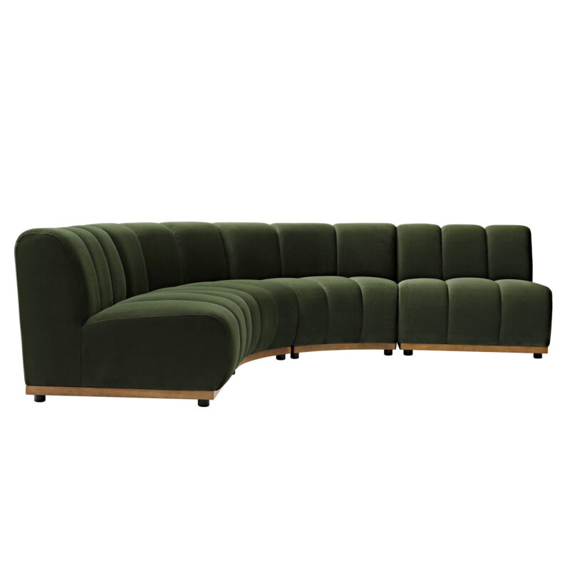 Granvia Moss Green Velvet Modular Sofa, 4-Seater Large Corner Sofa - Image 5
