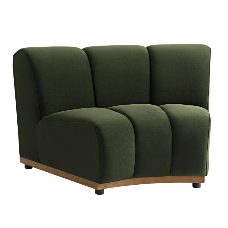 Granvia Moss Green Velvet Modular Sofa, 1-Seater Curved Sofa - Image 4