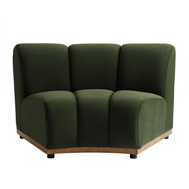 Granvia Moss Green Velvet Modular Sofa, 1-Seater Curved Sofa - Image 5
