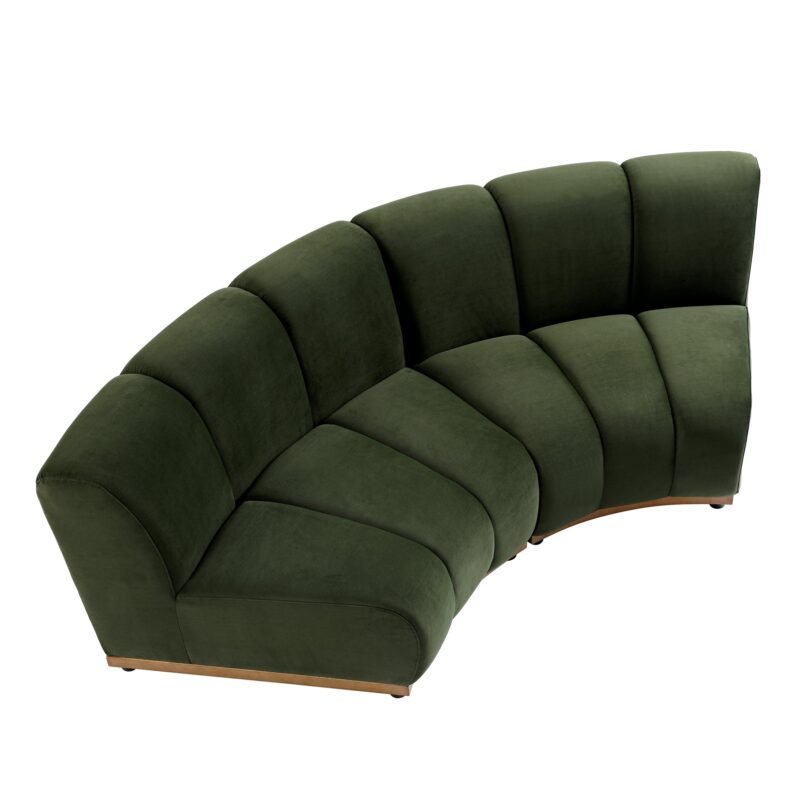 Granvia Moss Green Velvet Modular Sofa, 2-Seater Curved Sofa - Image 5