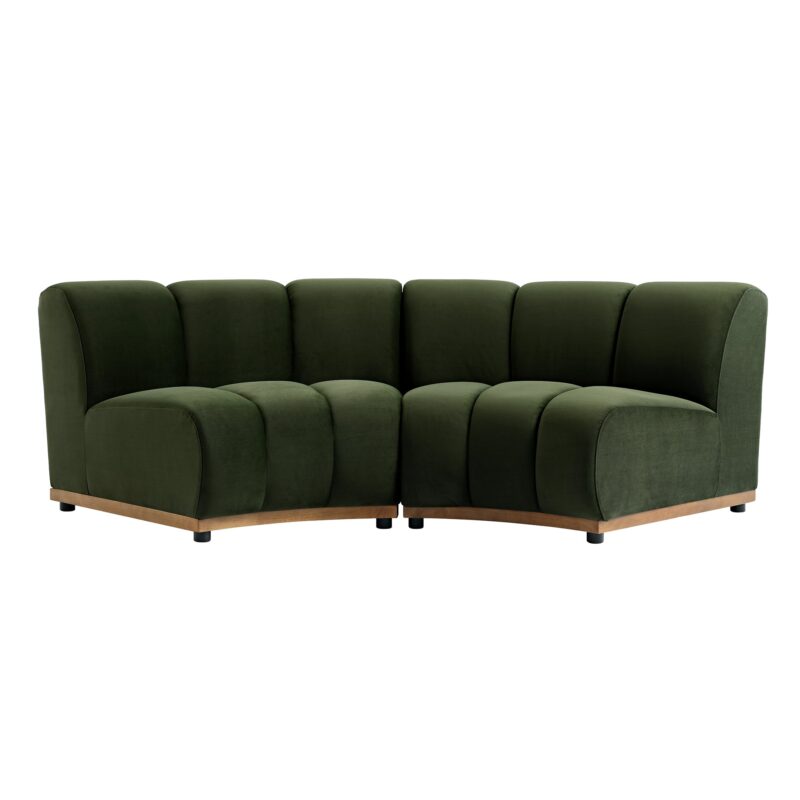 Granvia Moss Green Velvet Modular Sofa, 2-Seater Curved Sofa - Image 6