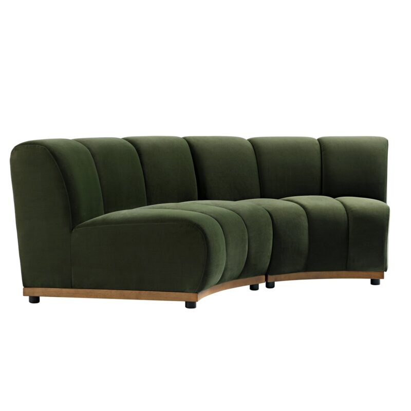 Granvia Moss Green Velvet Modular Sofa, 2-Seater Curved Sofa - Image 8