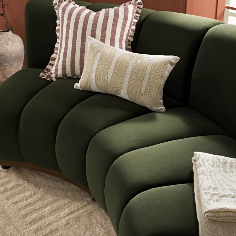 Granvia Moss Green Velvet Modular Sofa, 2-Seater Curved Sofa - Image 4