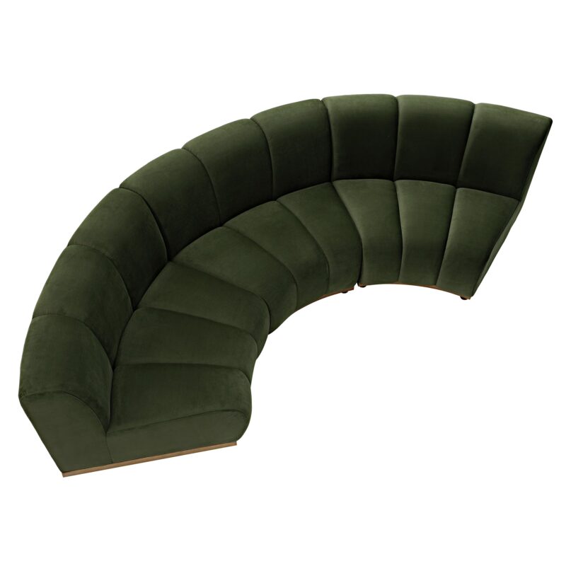 Granvia Moss Green Velvet Modular Sofa, 3-Seater Curved Sofa - Image 5