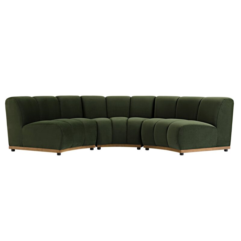 Granvia Moss Green Velvet Modular Sofa, 3-Seater Curved Sofa - Image 6