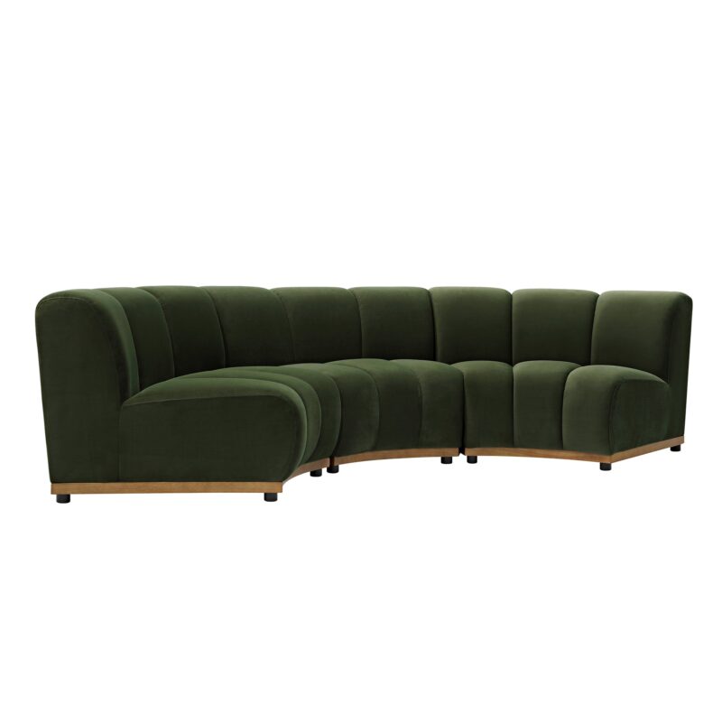 Granvia Moss Green Velvet Modular Sofa, 3-Seater Curved Sofa - Image 9