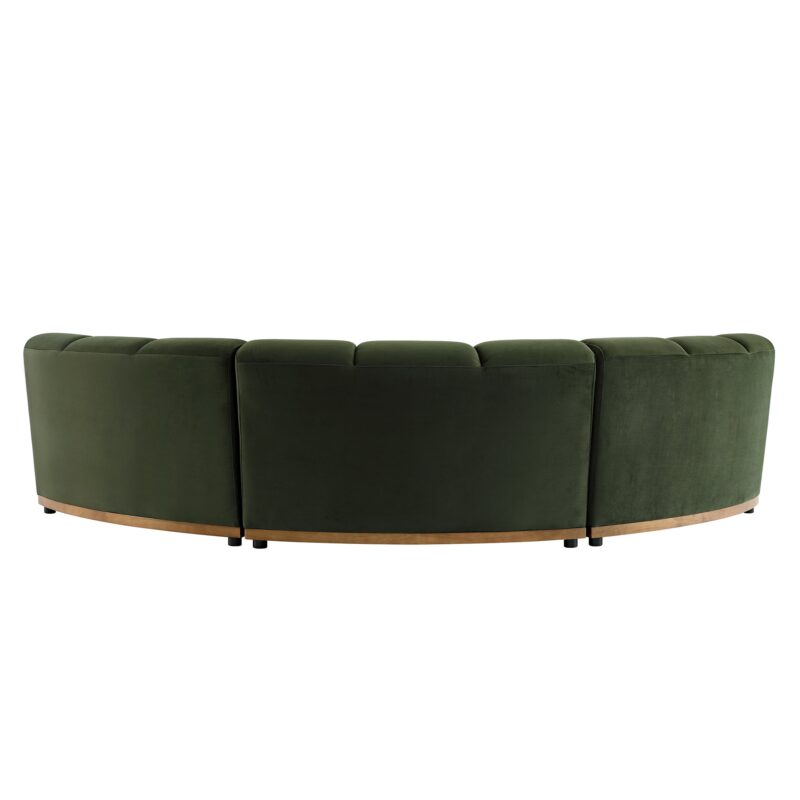 Granvia Moss Green Velvet Modular Sofa, 3-Seater Curved Sofa - Image 11