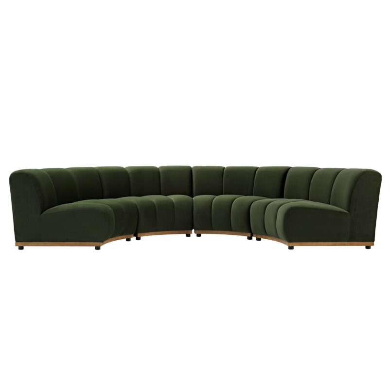 Granvia Moss Green Velvet Modular Sofa, 4-Seater Half Circle Sofa - Image 5