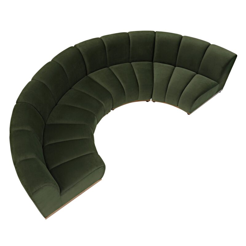 Granvia Moss Green Velvet Modular Sofa, 4-Seater Half Circle Sofa - Image 6