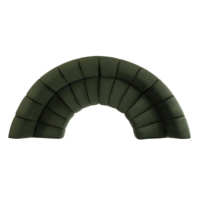 Granvia Moss Green Velvet Modular Sofa, 4-Seater Half Circle Sofa - Image 8