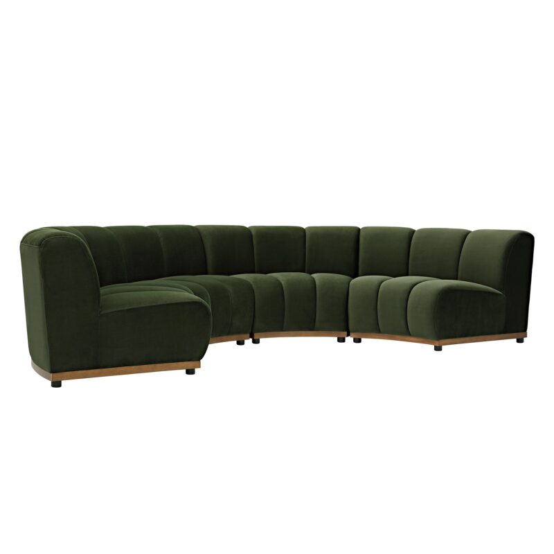Granvia Moss Green Velvet Modular Sofa, 4-Seater Half Circle Sofa - Image 9