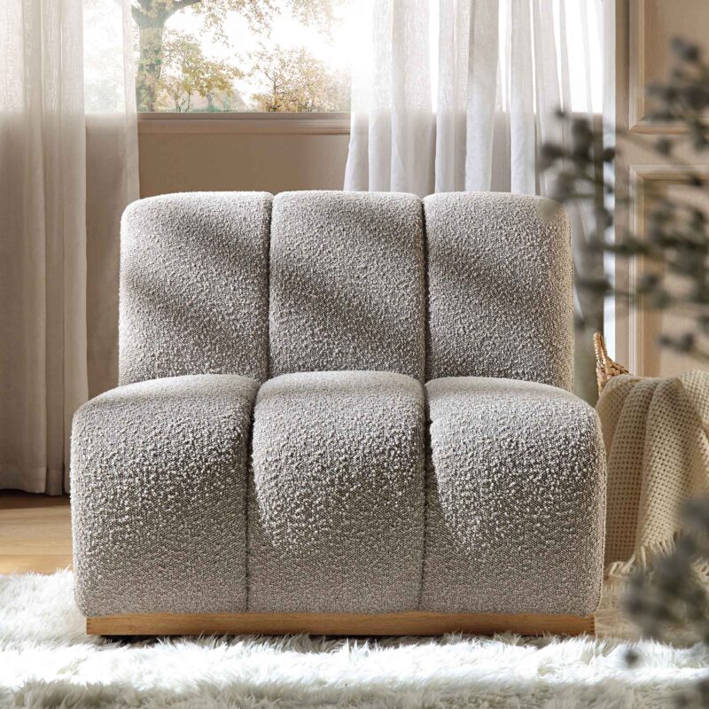 Granvia Taupe Boucle Modular Sofa, 1-Seater Armless Sofa - Image 2