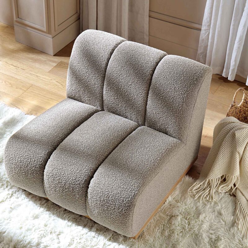 Granvia Taupe Boucle Modular Sofa, 1-Seater Armless Sofa - Image 3