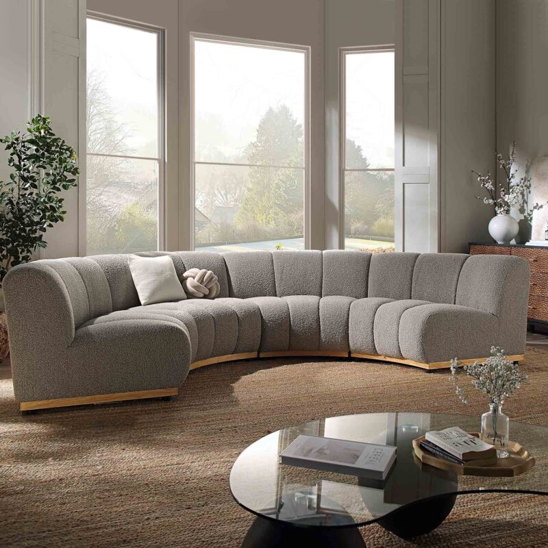 Granvia Taupe Boucle Modular Sofa, 4-Seater Half Circle Sofa - Image 2