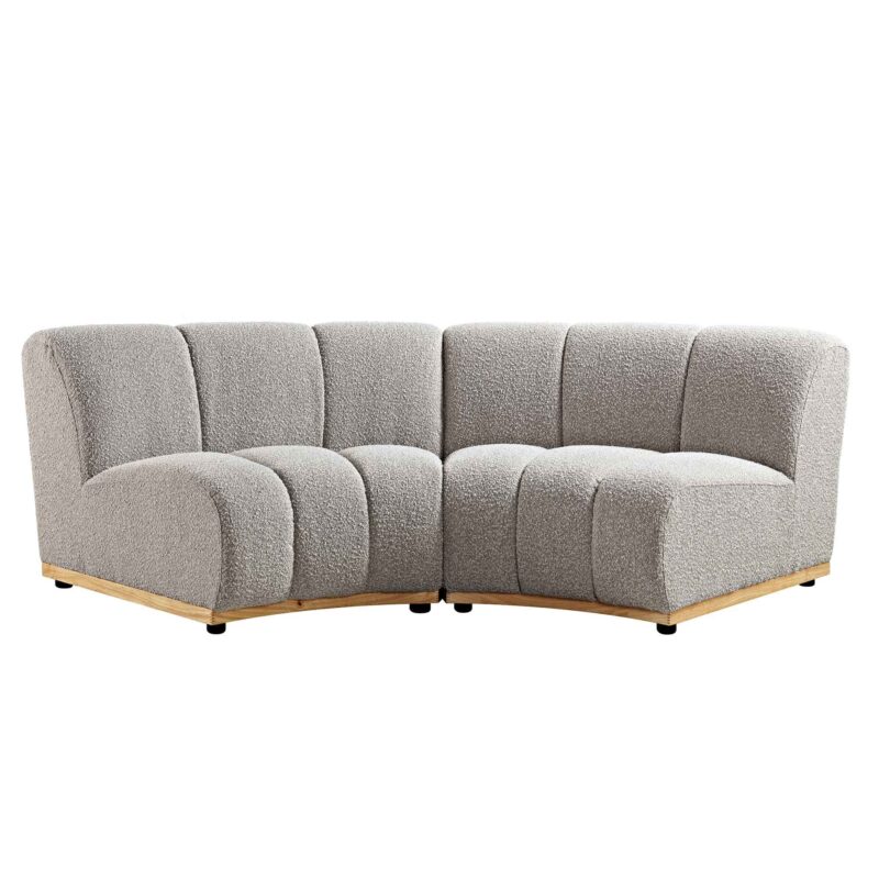 Granvia Taupe Boucle Modular Sofa, 2-Seater Curved Sofa - Image 7