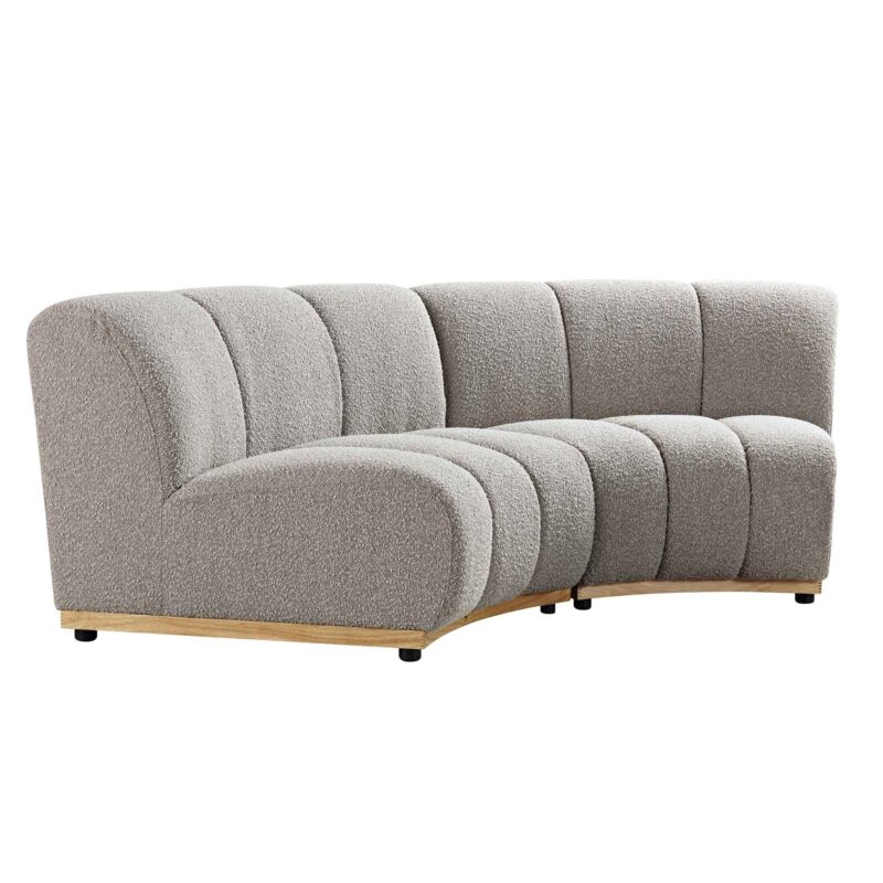 Granvia Taupe Boucle Modular Sofa, 2-Seater Curved Sofa - Image 8