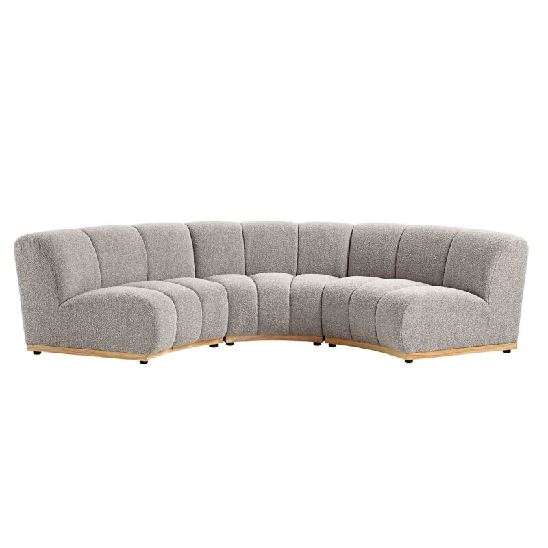 Granvia Taupe Boucle Modular Sofa, 3-Seater Curved Sofa - Image 4
