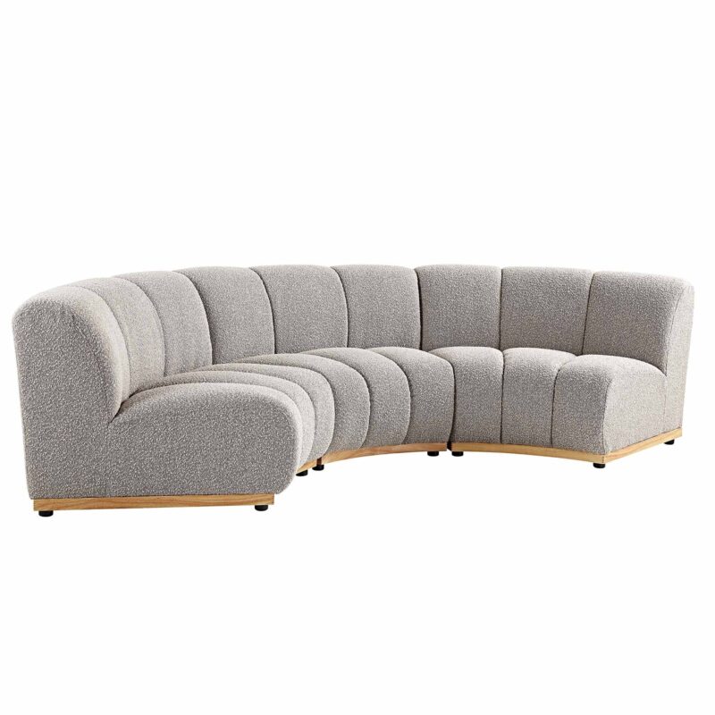 Granvia Taupe Boucle Modular Sofa, 3-Seater Curved Sofa - Image 7