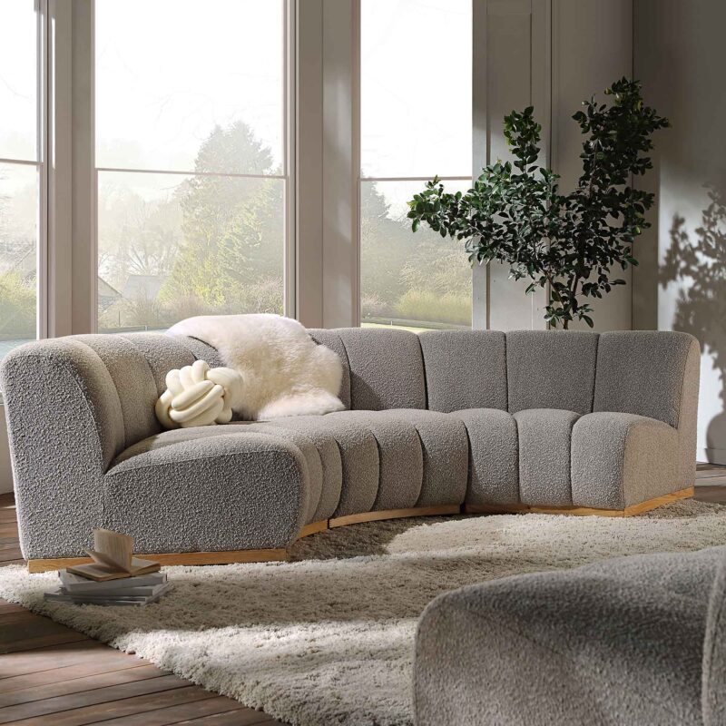 Granvia Taupe Boucle Modular Sofa, 3-Seater Curved Sofa - Image 3