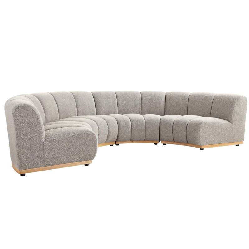Granvia Taupe Boucle Modular Sofa, 4-Seater Half Circle Sofa - Image 4