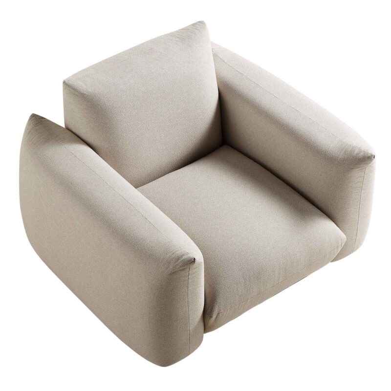 Gianni Armchair, Beige Woven Fabric - Image 8