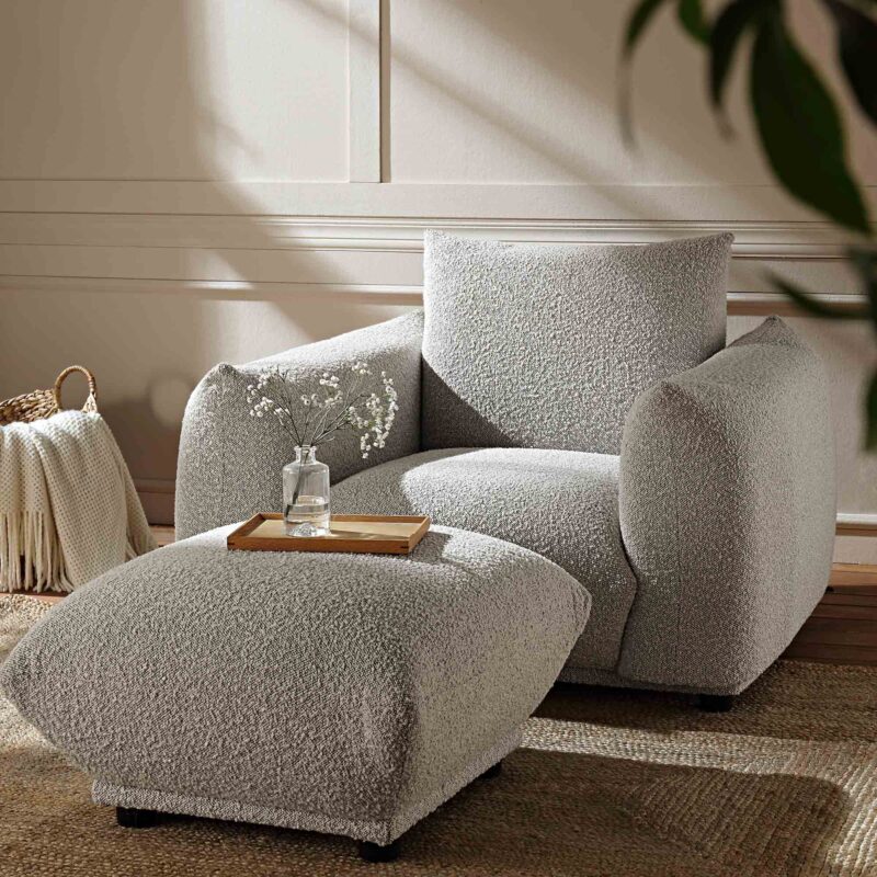 Gianni Armchair, Mist Grey Boucle - Image 3